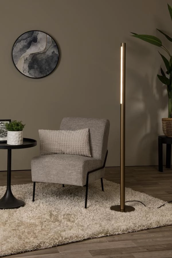 Lucide Premium GRIFFITH - Vloerlamp - Ø 21 cm - LED Dimb. - CCT - 1x18W 2700K/4000K - Brons - sfeer 1